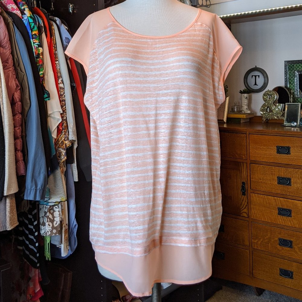 Calvin Klein Striped Top with Sheer Layer large *